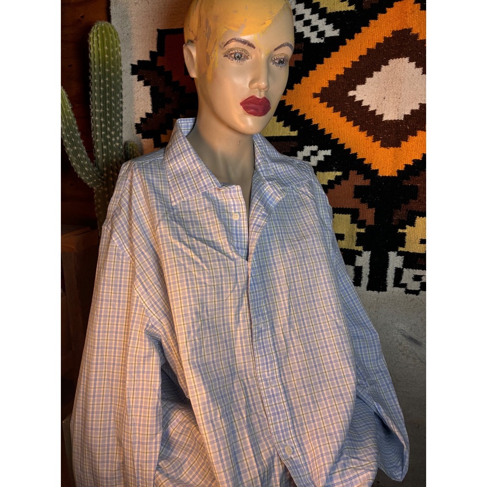 Jos. A. Bank Reserve Button Down Mens XL Blue Plaid Excellent Tailored Fit